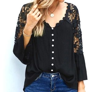 NWOT floral crochet top